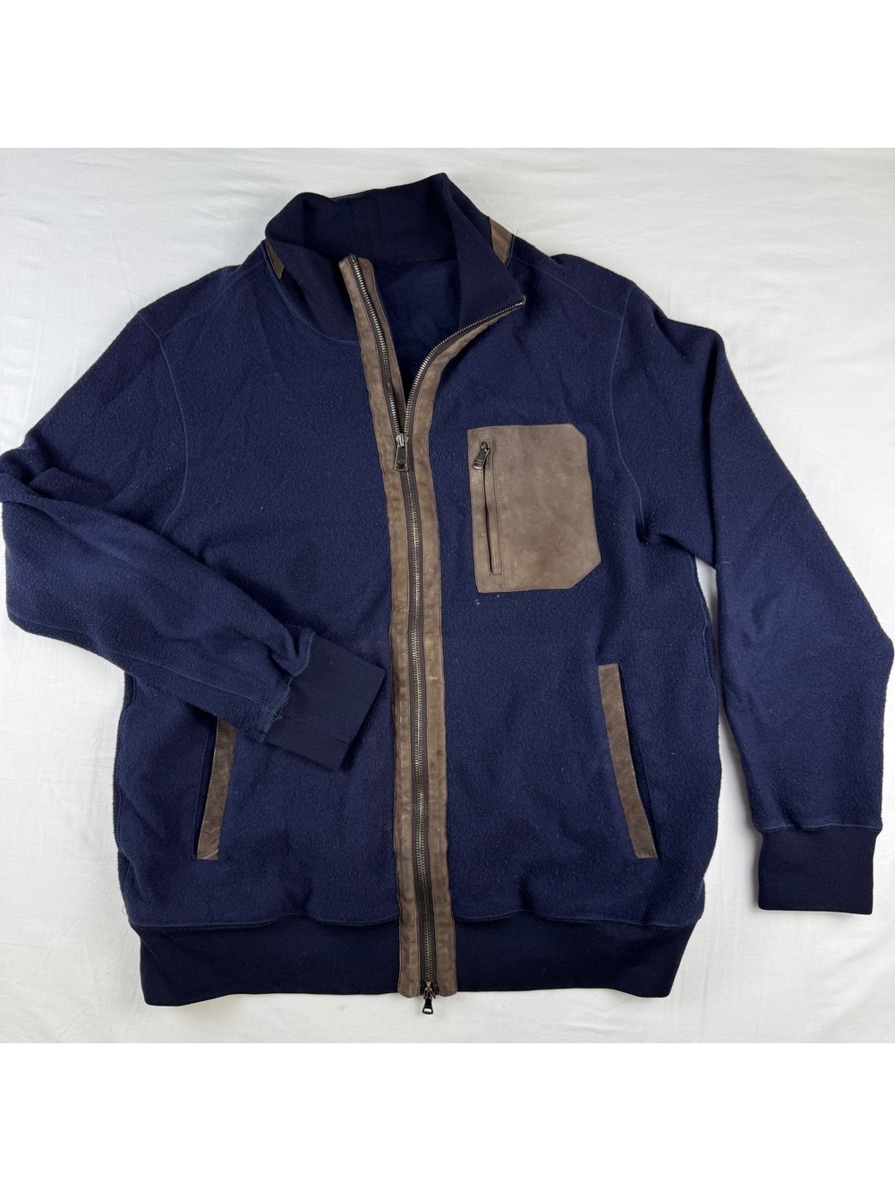 Paul & Shark Yachting Men's Navy Blue Wool and Cashmere Jacket with Suede Accent